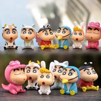 6 шт. аниме карандаш фигурки ShinChan Nohara Shinnosuke фигурку животного серии автомобиль настольные украшения детский подарок на день рождения 6PCS-no box