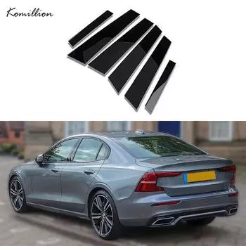 6 шт. автомобиль для Volvo S60 2019-2023 глянцевый черный дверной, оконный столбик, крышка, комплекты накладок, сменные комплекты