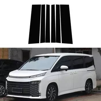 6 шт. автомобильные стойки для дверей, окон, молдинги, наклейки для Toyota Noah Voxy R90 для Suzuki Landy 2022 2023, глянцевое фортепиано, черный