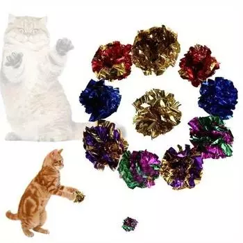 6 шт. хрустящие шарики из фольги Mylar, игрушка для кошек и котят, шуршащая бумага, питомец, кошка 6pc