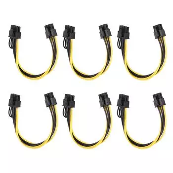 6 шт. кабелей питания графического процессора PCIE 6Pin на 8Pin Male to Male 20 см Аксессуары для блока питания