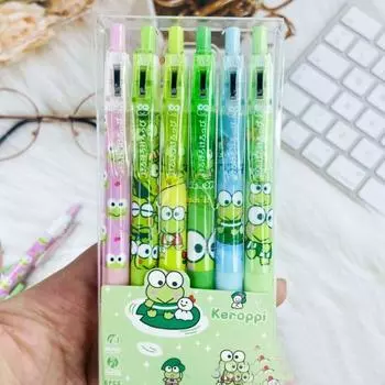 6 шт./компл. 0,5 мм гелевые ручки Keroppi Kawaii чернильная ручка шариковая ручка для рукописного ввода