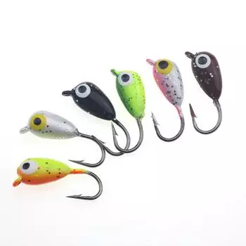 6 шт./компл., зимняя приманка для льда, рыболовная приманка, 1,8 см, 2,3 г, мини-металлический крючок с свинцовой головкой, приманка для отсадки