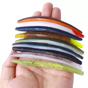 6 шт./лот 4,53 дюйма (11.5cm) Мягкие силиконовые искусственные черви рыболовные приманки 5.5g рыболовные приманки рыболовные инструменты аксессуары 1#/6Pcs