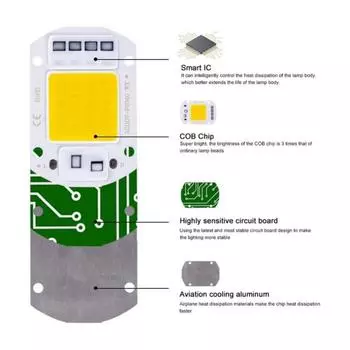 6 шт. светодиодных ламп COB 20 Вт 30 Вт 50 Вт AC 220 В 240 В IP65 Smart IC не нужен драйвер DIY прожектор светодиодная лампа прожектор наружный чип