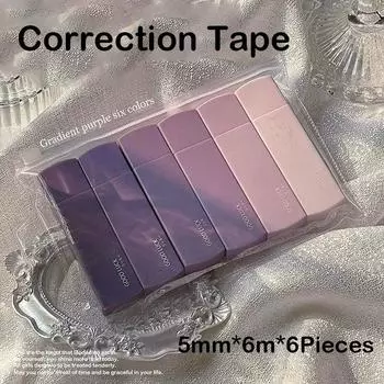 6 шт./упак. 5 мм*6 м милая корректирующая лента для студентов, ластик для ошибок, лента для ручек, школьные канцелярские принадлежности, креативные канцелярские принадлежности