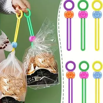 6 силиконовых зажимов для запечатывания продуктовых пакетов — многоразовые и регулируемые, подходят для всех видов пластиковых пакетов для сохранения свежести.