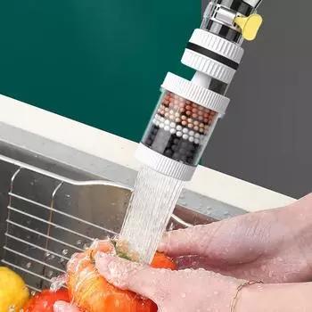 6 слоев фильтра для водопроводного крана, бытовой аэратор для кухонного крана, мини-кран, вращающийся на 360 градусов, насадка для распыления, очиститель воды белый