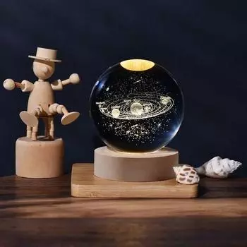 6 см 3D хрустальный шар хрустальная планета ночник лазерная гравировка солнечная система глобус астрономия подарок на день рождения украшение для домашнего стола Moon&60mm