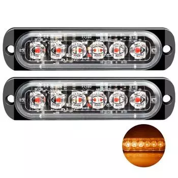 6 светодиодных стробоскопов, ультратонкие автомобильные фары для решетки радиатора для автомобилей/мотоциклов/грузовиков Yellow