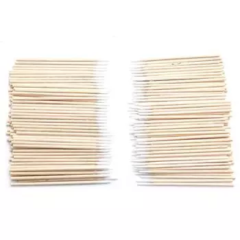 6 упаковок(600pcs) 2,8-дюймовые длинные деревянные ватные палочки, принадлежности для перманентного макияжа, ватные палочки, аппликаторы для косметики белый