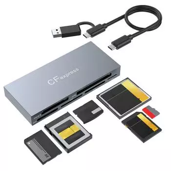 6 в 1 CFexpress Type B/CF/XD/MS/SD/TF Multi Memory Card Reader 10Gbps Card Hub Adapter с кабелем для Windows XP MAC OS