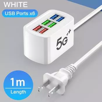 6-в-1 удлинитель для быстрой зарядки с USB-концентратором, 1-метровый шнур, настольная зарядная станция для iPhone, домашнего офиса, многопортовый адаптер, гнездо US Charger