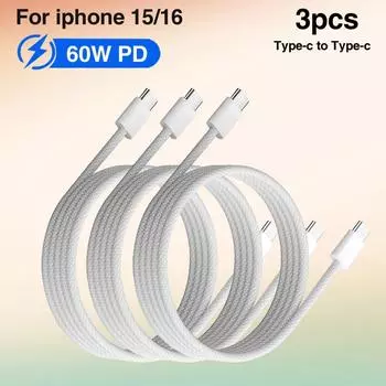 6A PD 60W USB C Cable Type C To Type C Fast Charging Phone Charger Cable For iPhone 16 15 Pro Max Samsung Quick Charge Data Cord 1m