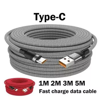 6A USB C Type C кабель для быстрой зарядки данных на 1 м 2 м 3 м 5 м USB C удлинительный зарядный кабель для Samsung Xiaomi OnePlus 1m