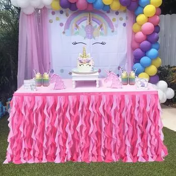 6FT Tulle Table Skirt Curly Willow Table Colorful Mermaid Table Cloth for Wedding Party Birthday Decoration 6FT(1.83m 0.77m) шампанского