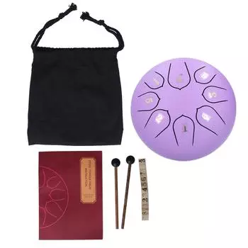 6in 8 Tones Tongue Drum with Mallets Music Book Musical Percussion Instruments for Meditation фиолетовый