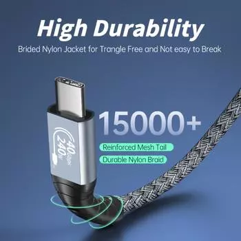 6K 5K Data Cable Quick Charge USB4 Cable Type C to Type C Cord Fast Charge Cord 240W Charging Cable 0.5M