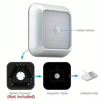6LED Cabinet Light Motion Sensor Night Light Wall Lamp Closet Cabinet Stair Wireless for Bedroom Corridor Staircase Indoor Decor белый