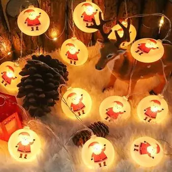 6M 40LED Santa Claus Round String Lights Christmas Scene Decoration Indoor Hanging Pendants Lights Home Room Christmas Tree 825 1.5m 10leds USB светло-желтого