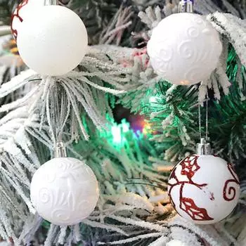 6pcs 4cm/6cm/8cm White Christmas Balls Pendant Glitter Christmas Hanging Balls DIY Plastic Christmas Tree Pendants Party Favors other