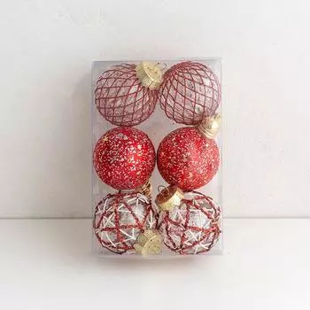 6pcs 6cm Painted Christmas Balls Pendant Shatterproof PET Electroplated Hanging Balls Colorful Elegant Xmas Tree Pendants other белый