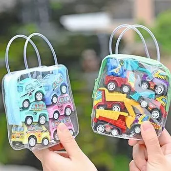 6Pcs/Bag Portable Creative Mini Inertia Pull Back Fire Truck Engineering Car Toy 6Pcs engineering vehicles