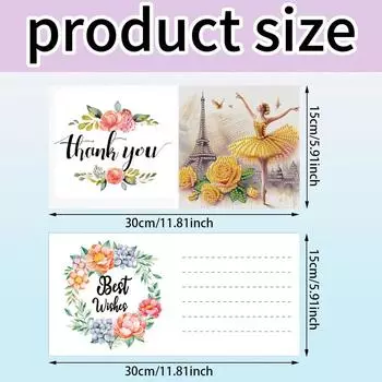 6Pcs Ballet Animals Faith DIY Diamond Painting Greeting Card Diamond Mosaic Festival Gift Cards for Friend Family Lover