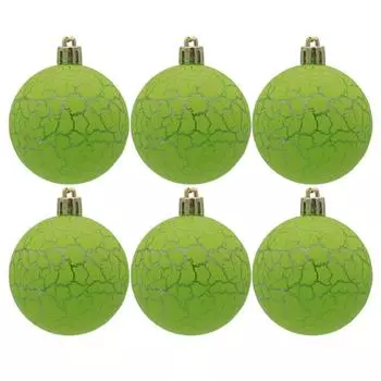 6PCS/Box Crack Ball Christmas Tree Ornament Plastic New Year Christmas Gifts Boxes Pendant DIY Crafts Painted Hanging Ornament красный
