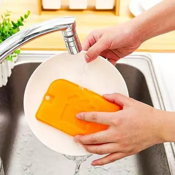 6 шт. губки для мытья посуды в китайском стиле, кухонная щетка для масла с антипригарным покрытием, бытовая салфетка для мытья посуды, двухсторонний чистящий хлопок, волшебный ластик 6pcs-Random Pattern оранжевый