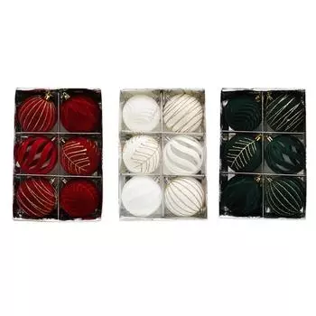 6Pcs Christmas Baubles for Holiday Celebration Stylish Christmas Tree Pendants Velvets Flocking Baubles Accessories