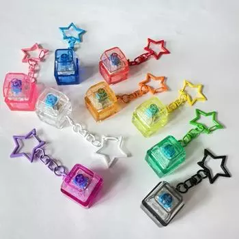6Pcs Cute Key Shape Keychain Press Car Key Ring Fashion Phone Lanyard Gifts Random 6Pcs