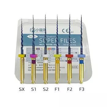 6Pcs Dental Files Sx-F3 Pre Bendable Nitinol Rotary Root Canal Universal Engine Endodontic Needle Dentistry Material