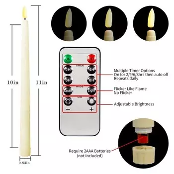 6pcs Flickering LED Candles Flameless Taper Candle Battery Operated Candle Dinner Candle Light for Wedding Centerpiece Decor