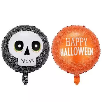 6Pcs Halloween Skull Pumpkin Castle Design Balloon 18 inch Aluminum Film Round Balloon Happy Halloween Party Decoration 18inch