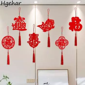 6pcs Happiness Tassels Ornaments Hanging Spring Festival Vintage Red Design Chinese Character Car Decoration Home Popular 2024
