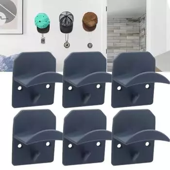6Pcs Hat Hook Self-Adhesive No Drilling Mini Modern Baseball Cap Wall Storage Rack for Dormitory чёрный