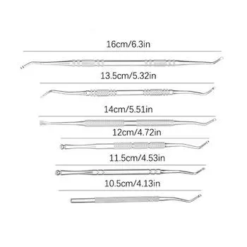 6Pcs Ingrown Toenail Correction Tool Set Stainless Steel Double-Ended Nail Files Paronychia Care Foot Cleaning Tools