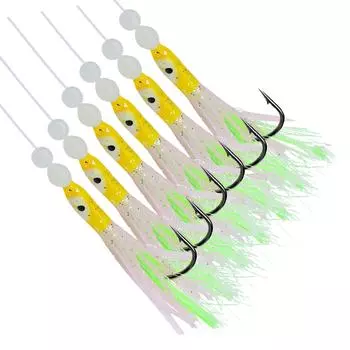 6Pcs Lure Bait Squid Jig Luminous Squid Jig Octopus Cuttlefish Hook Glow Jig Hooks for Saltwater Fishing Trolling Lures C