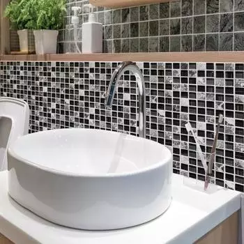 6Pcs Мозаика 3D Плитка Наклейка на стену Водонепроницаемая съемная наклейка Украшение ванной комнаты