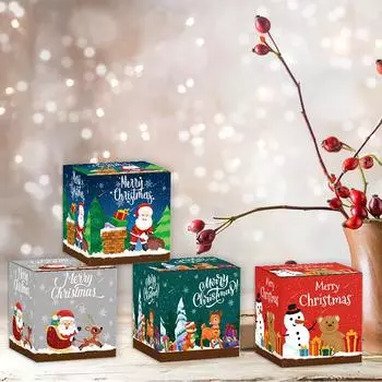 6pcs New Christmas Cartoon Candy Box Merry Christmas Paper Gift Snowflake Biscuits Chocolate Packaging Box New Year Decoration other