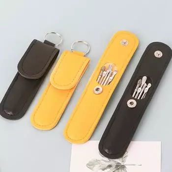 6Pcs/set Earwax Removal Tool Household Storage Holster Easy Clean Ear Digging Spoon Multi-Function Stainless Steel Portable фиолетовый