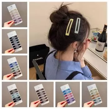 6pcs/set Frosting Geometry Barrettes Metal Rectangle Hairpins French Daily F