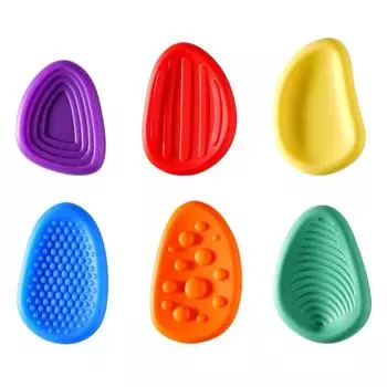 6pcs/set Silicone Soft Worry Stone Fidget Toy Relaxing Textured Worry Rocks School 6pcs/set