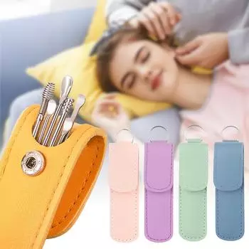 6Pcs/set Storage Holster Multi-Function Ear Clean Tools Portable Ear Digging Spoon Health Care Earwax Removal Tool Easy Clean жёлтый