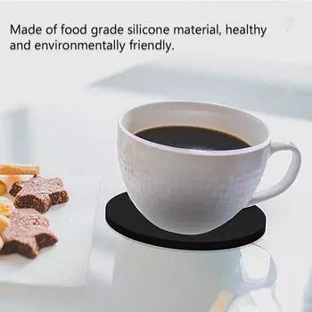 6pcs Silicone Cup Mats for Beverage Non Slip Cup Mat Soft Beverage Cup Mat for Coffee Table Office Desk Heat Resistant Cup Mat M чёрный
