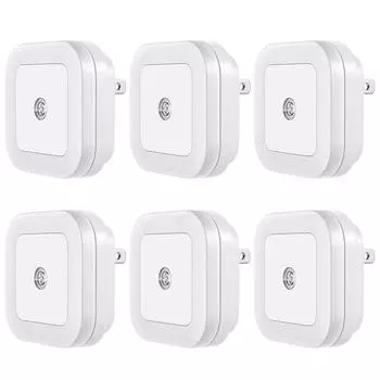 6Pcs Square Night Light LED Soft White Color Light Control Night Lamp for Bedroom Corridor ?