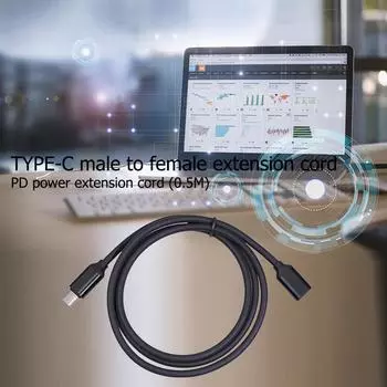 6UK 0,5 м USB C удлинительный кабель тип C папа-мама PD зарядный удлинитель шнур