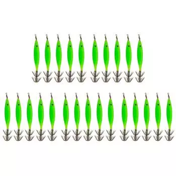 6UK 5pcs Luminous Shrimp Lures 8cm Squid Jig Hook Octopus Hard Baits (Green)