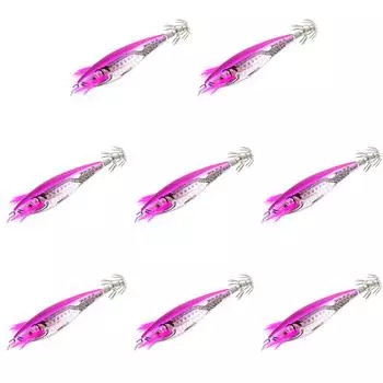 6UK Wood Shrimp Squid Lure 7 см 3D Eyes с крючками Приманка для любителей рыбалки (Роза